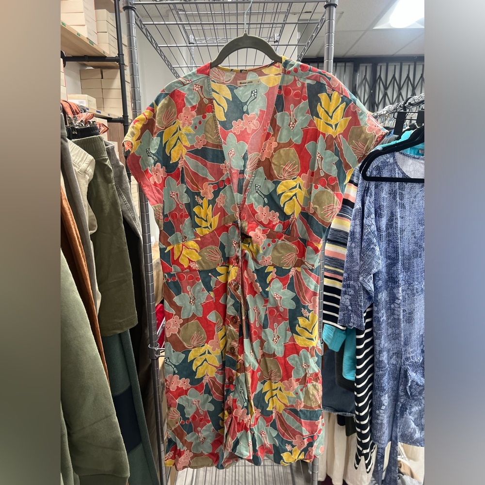Marine Layer Camila Mini Dress In Hibiscus Floral Size Large L109 178 - Picture 2 of 2